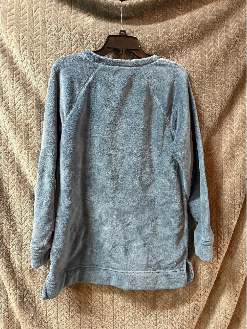 32 Degrees Heat Sleepwear Cozy Blue Fleece Pullover Sweatshirt Large